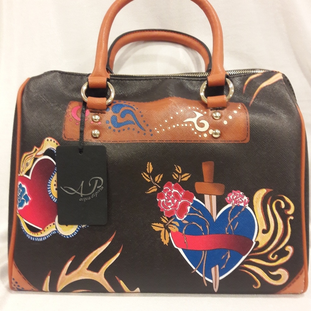 100% Leather Bag, Hand-Made in Italy